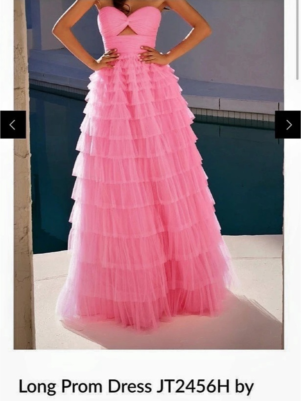 PROMGIRL Long Prom Dress JT2456H Pink Tiered Tulle Prom Dress